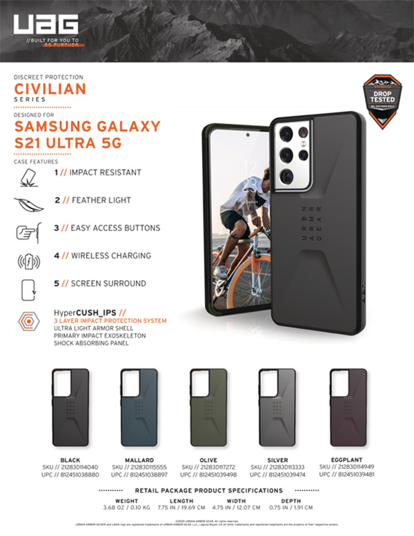 Op lung Samsung Galaxy S21 Ultra 5G UAG Civilian Series 26 bengovn
